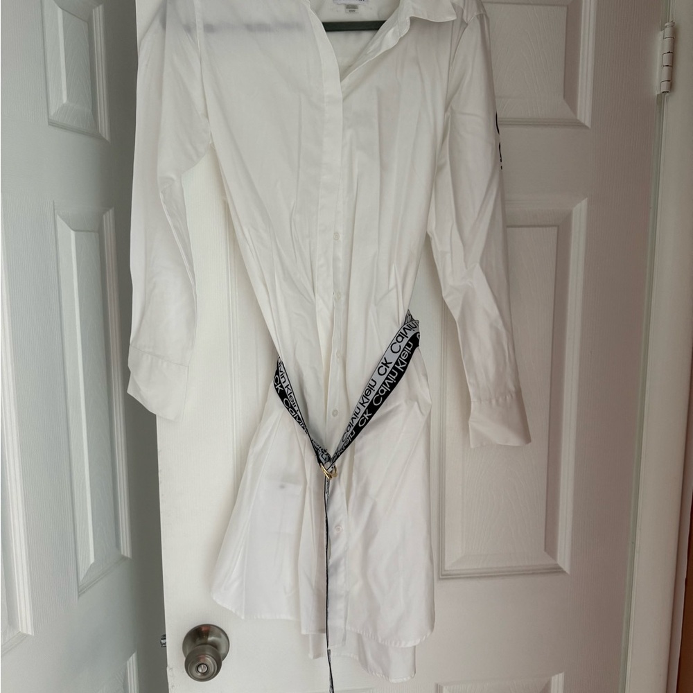 Calvin Klein White Shirt with Logo Sleeve